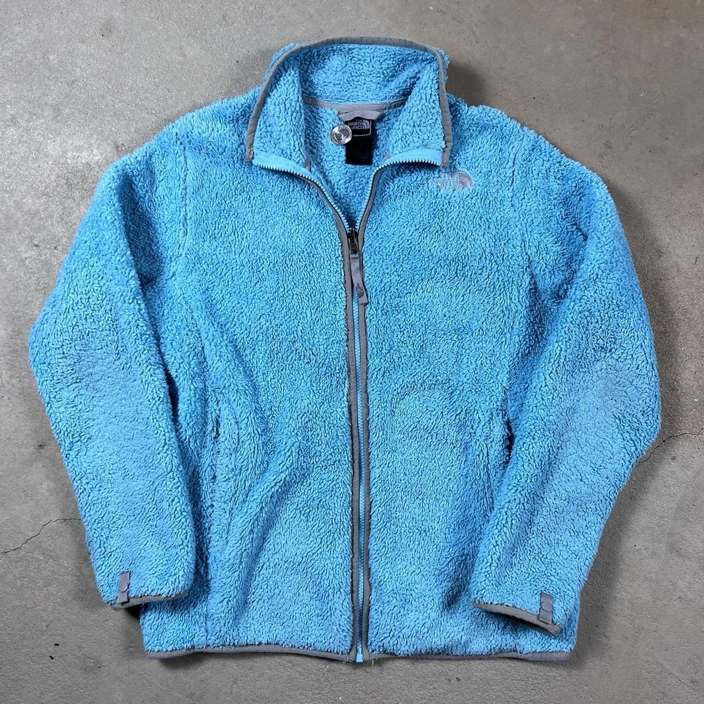 The North Face Jacket Girls XL Blue Fleece Fuzzy Outdoors Hiking Casual Youth